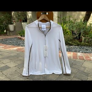 70° White/Leopard Trim Sun Shirt | Size: XL